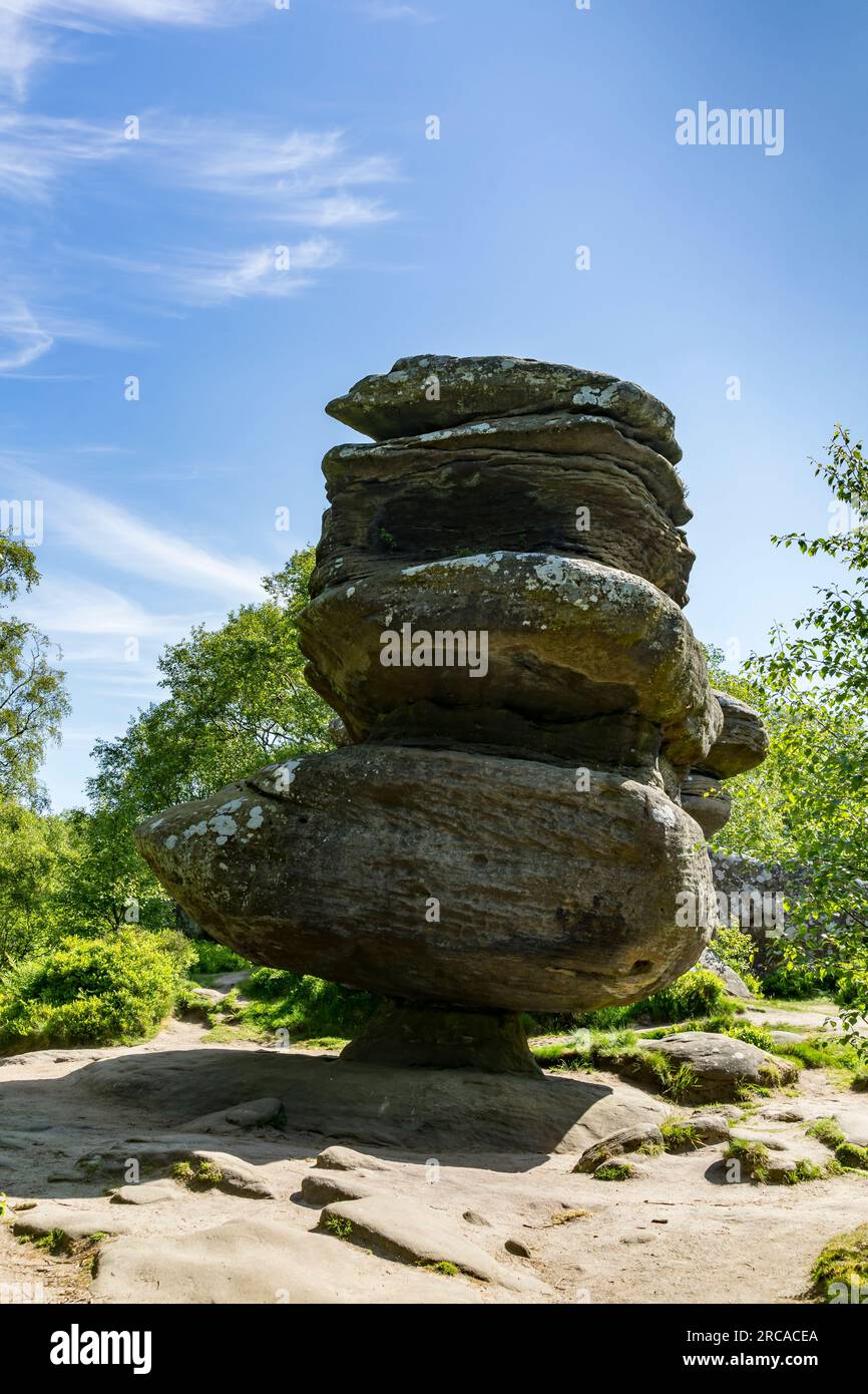 Teetering stack of rocks, Brimham Rocks, Harrogate, North Yorkshire