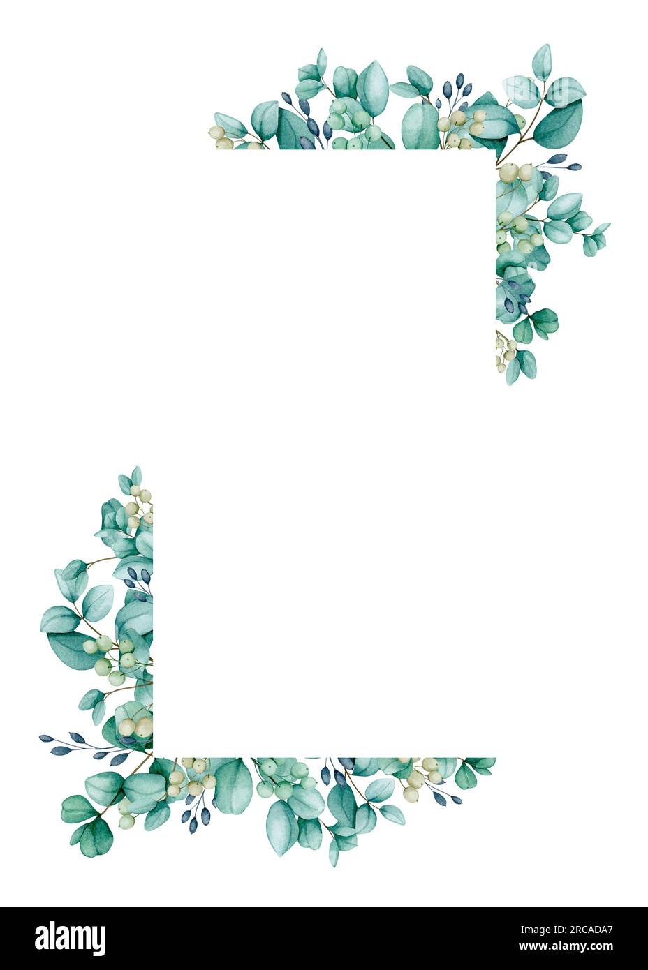 Paskuhan Invitation Card Rectangular Rectangular frame of eucalyptus branches. Watercolor border for the ...