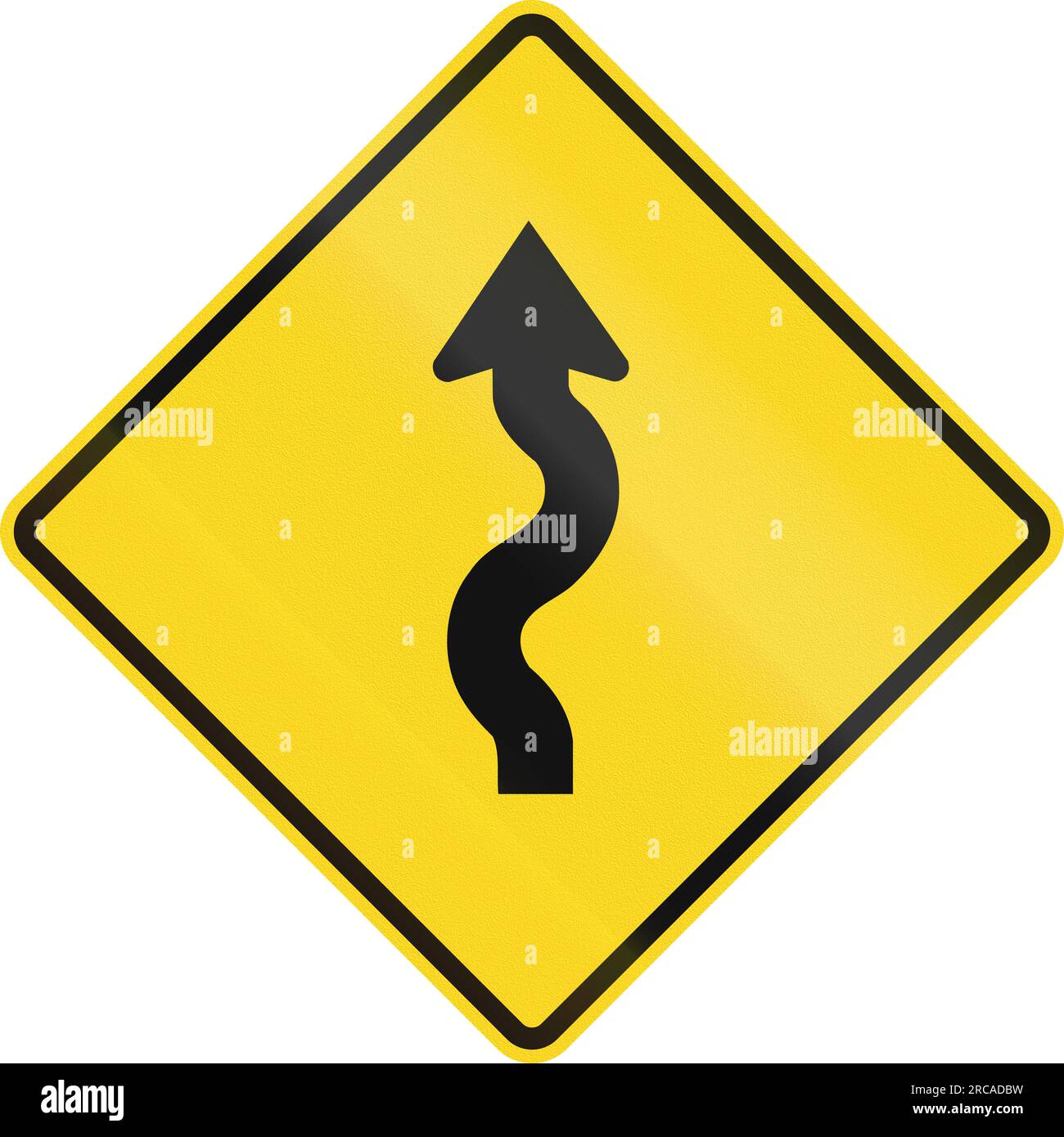 Warning road sign in Canada - Series of curves first to right ahead ...