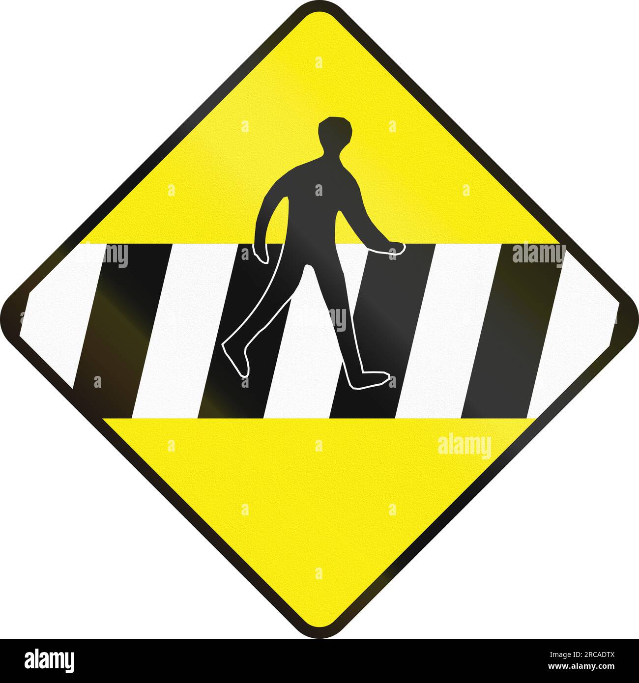Irish road warning sign: Pedestrian crossing - Alternative version Stock Photo