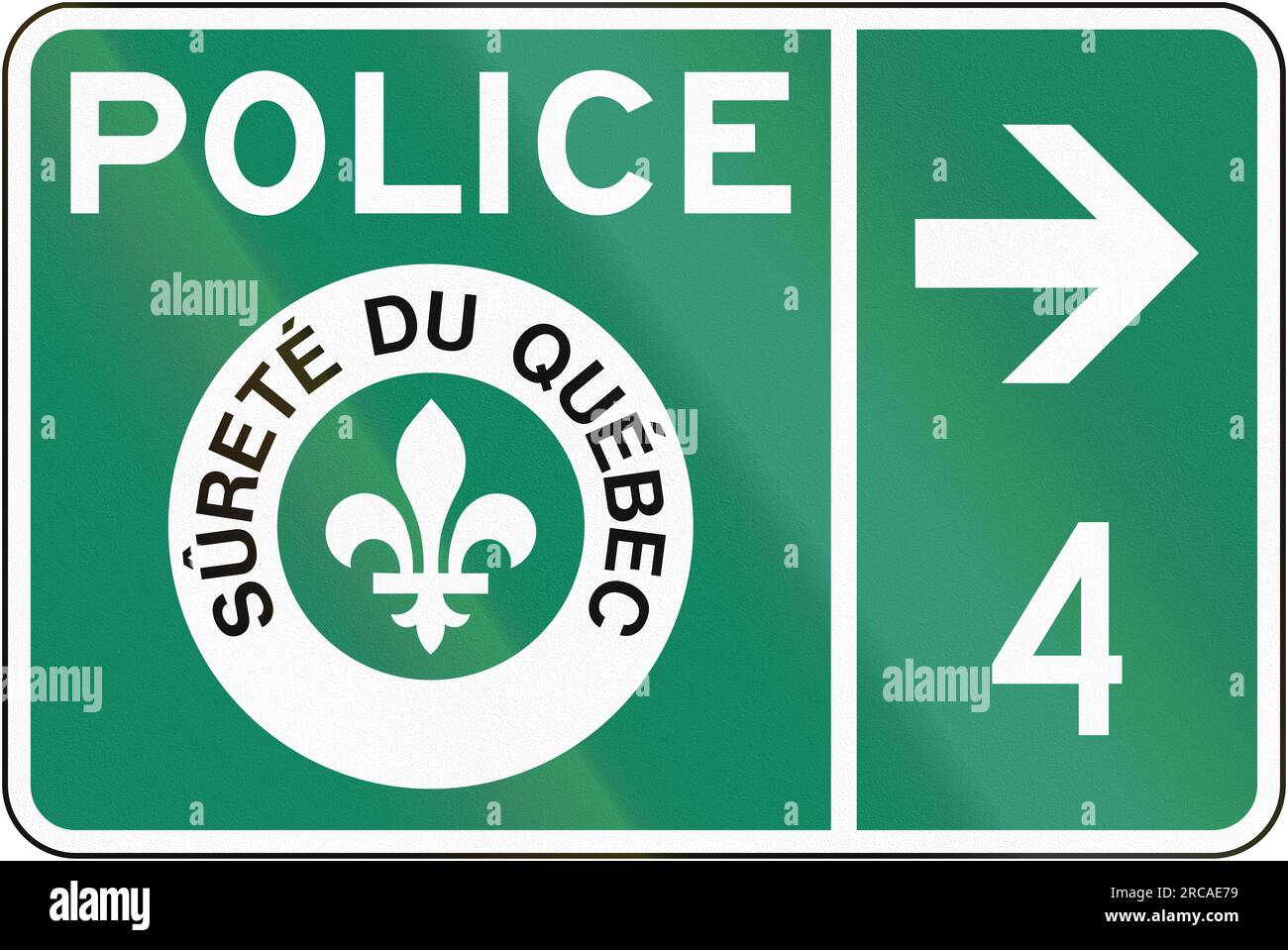 Guide sign in Quebec, Canada Police on the right. Surete du Quebec