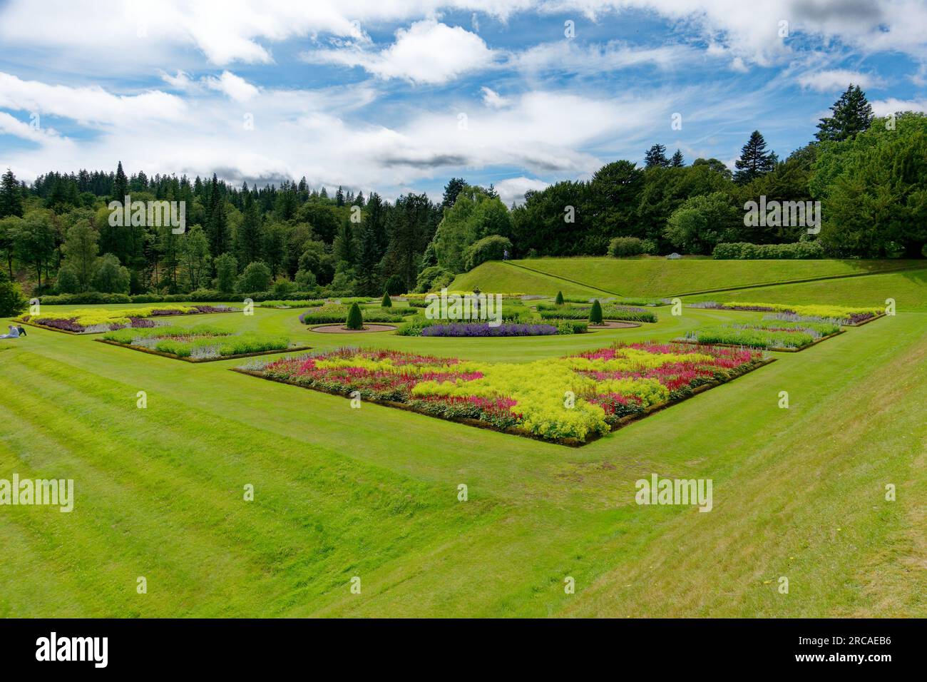 View of Drumlanrig Castle and Gardens part of Queensberry Estate in Dumfries and Galloway