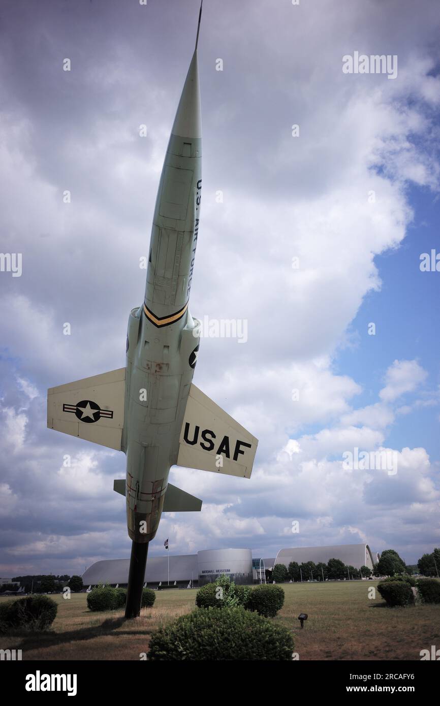 F-104 on display in front of the National Museum of the U.S. Air Force at Wright-Patterson Air Force Base near Dayton Ohio. Stock Photo