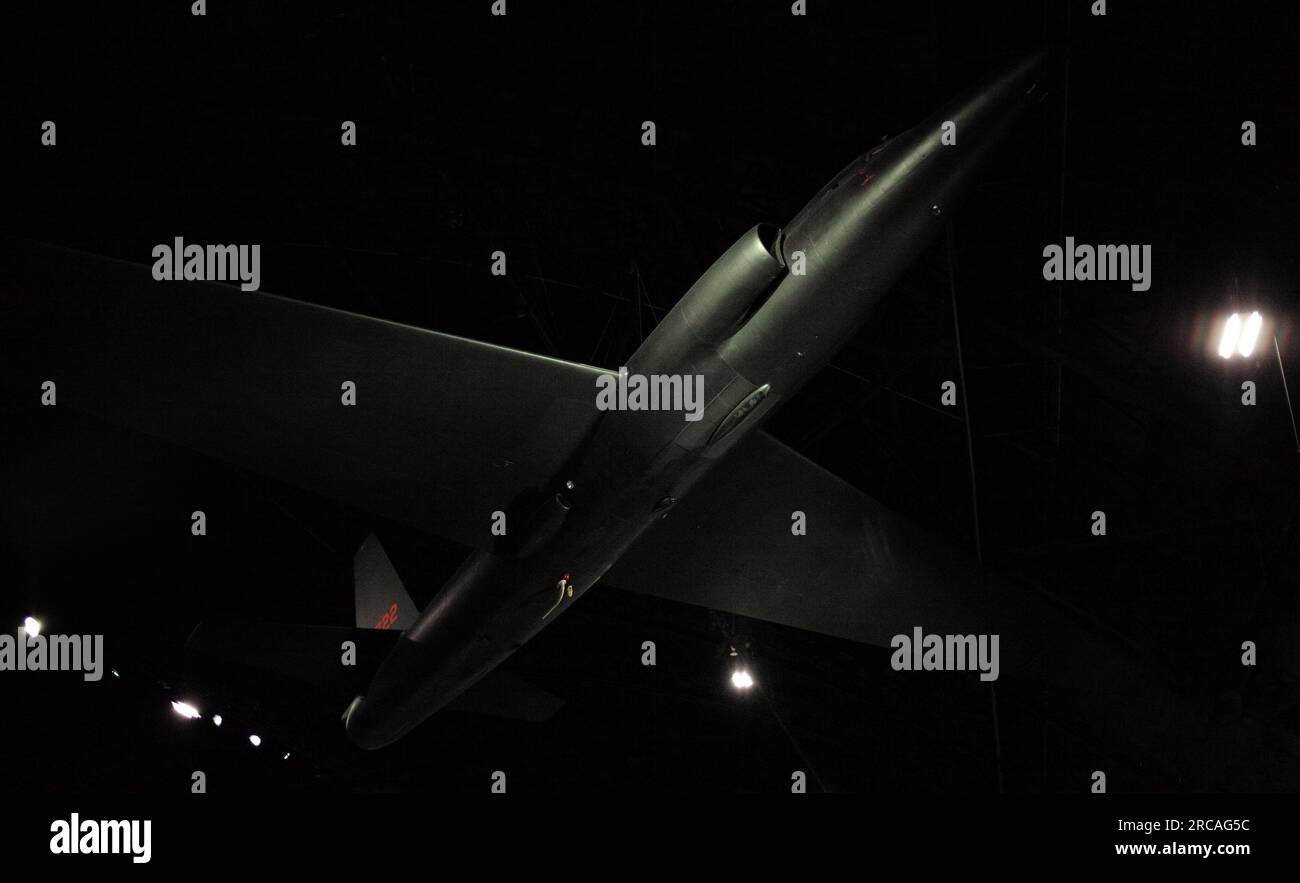 U2 reconnaissance aircraft seen aerially suspended at the National