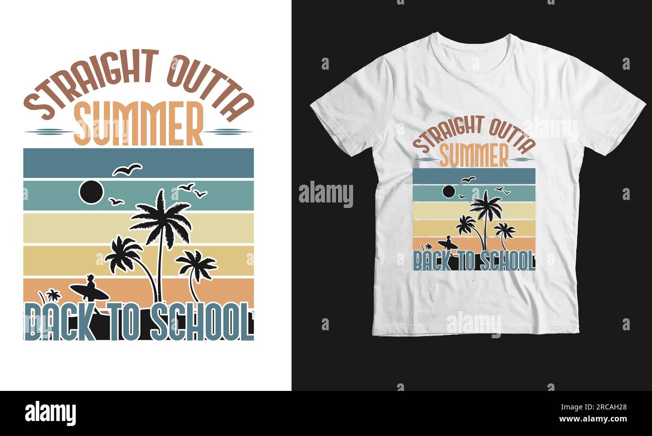 Funny t-shirt design- Straight Outta Summer, Back to School Stock Vector