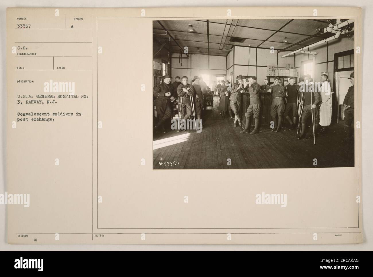 Convalescent soldiers at General Hospital No. 3 in Rahway, New Jersey