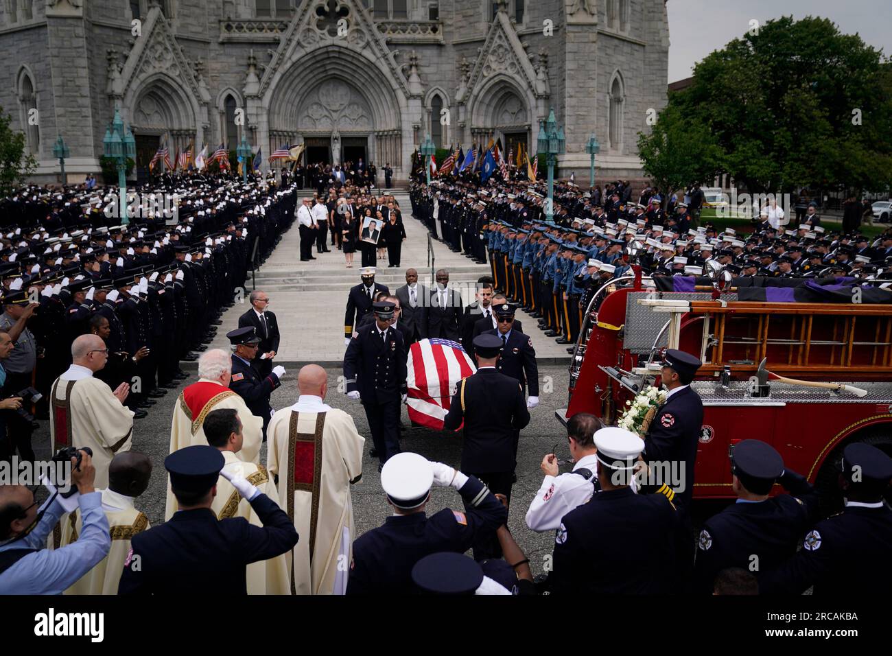 Funeral of firefighter Augusto Acabou, killed in Port Newark 