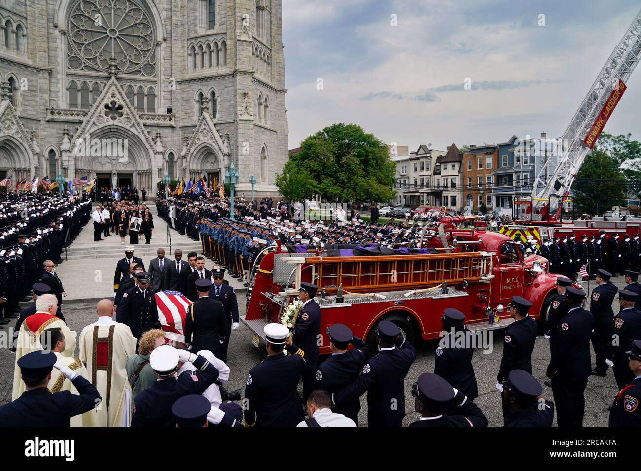 Funeral of firefighter Augusto Acabou, killed in Port Newark 