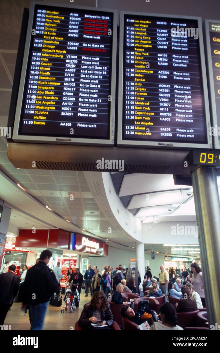 Departures and Information Board in Terminal 3 Heathrow Airport London