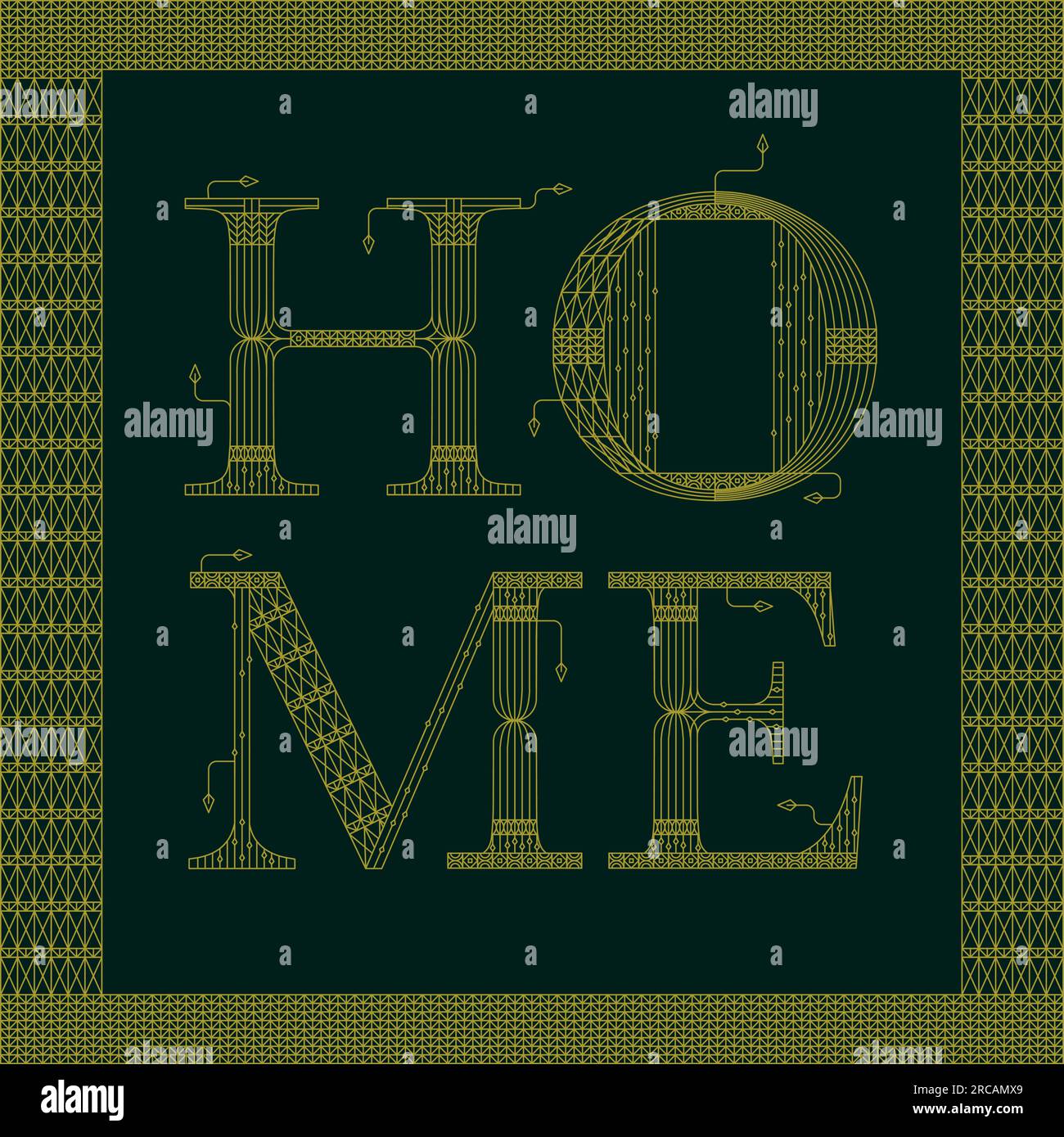 Green Home Artdeco Concept Stock Vector