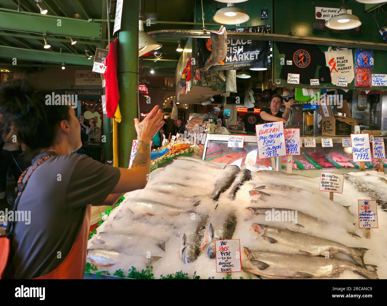 Famous for fish throwing the purchases of customers before wrapping Pike Place Fish Market