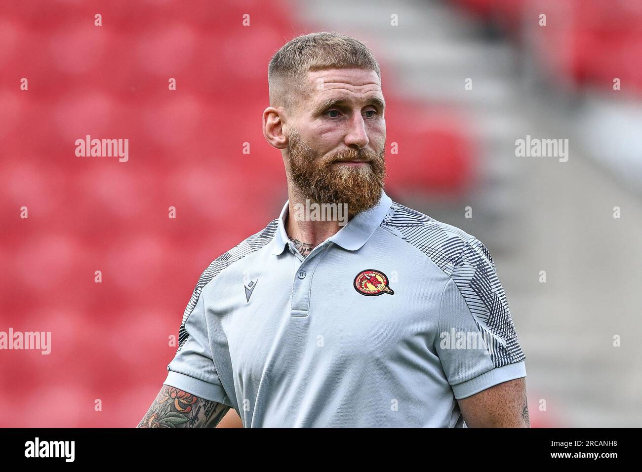 Sam Tomkins #29 of Catalans Dragons arrives ahead of the Betfred Super League Round 19 match St Helens vs Catalans Dragons at Totally Wicked Stadium, St Helens, United Kingdom, 13th July 2023 (Photo by Craig Thomas/News Images) in, on 7/13/2023. (Photo by Craig Thomas/News Images/Sipa USA) Credit: Sipa USA/Alamy Live News Stock Photo