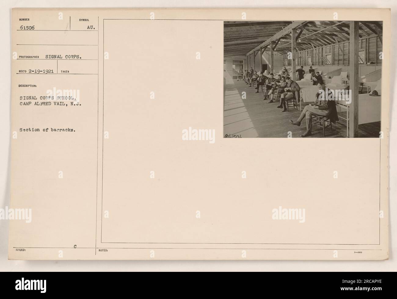 Section of the barracks at Signal Corps School, Camp Alfred Vail, New
