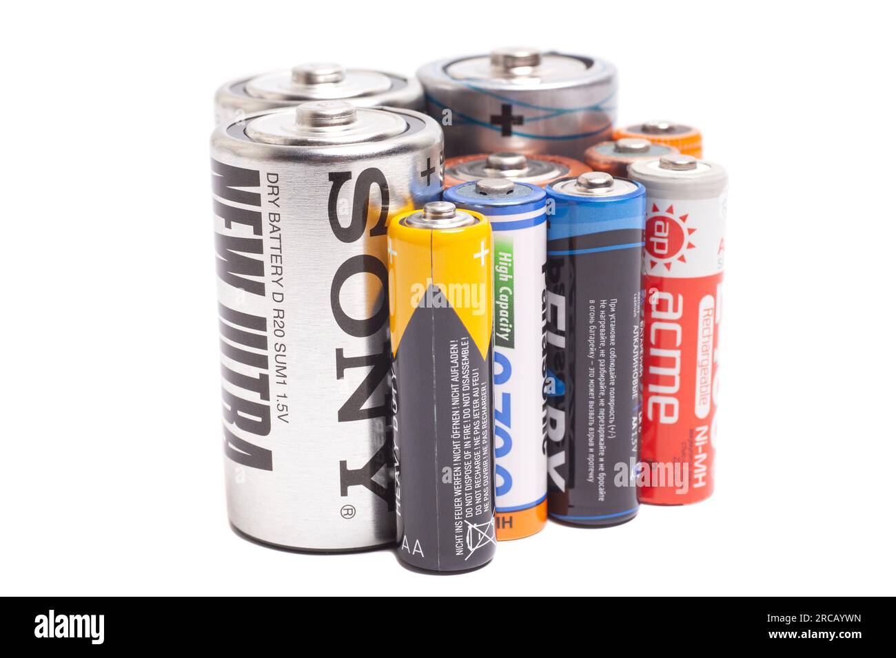 Group of batteries isolated on white background Stock Photo Alamy