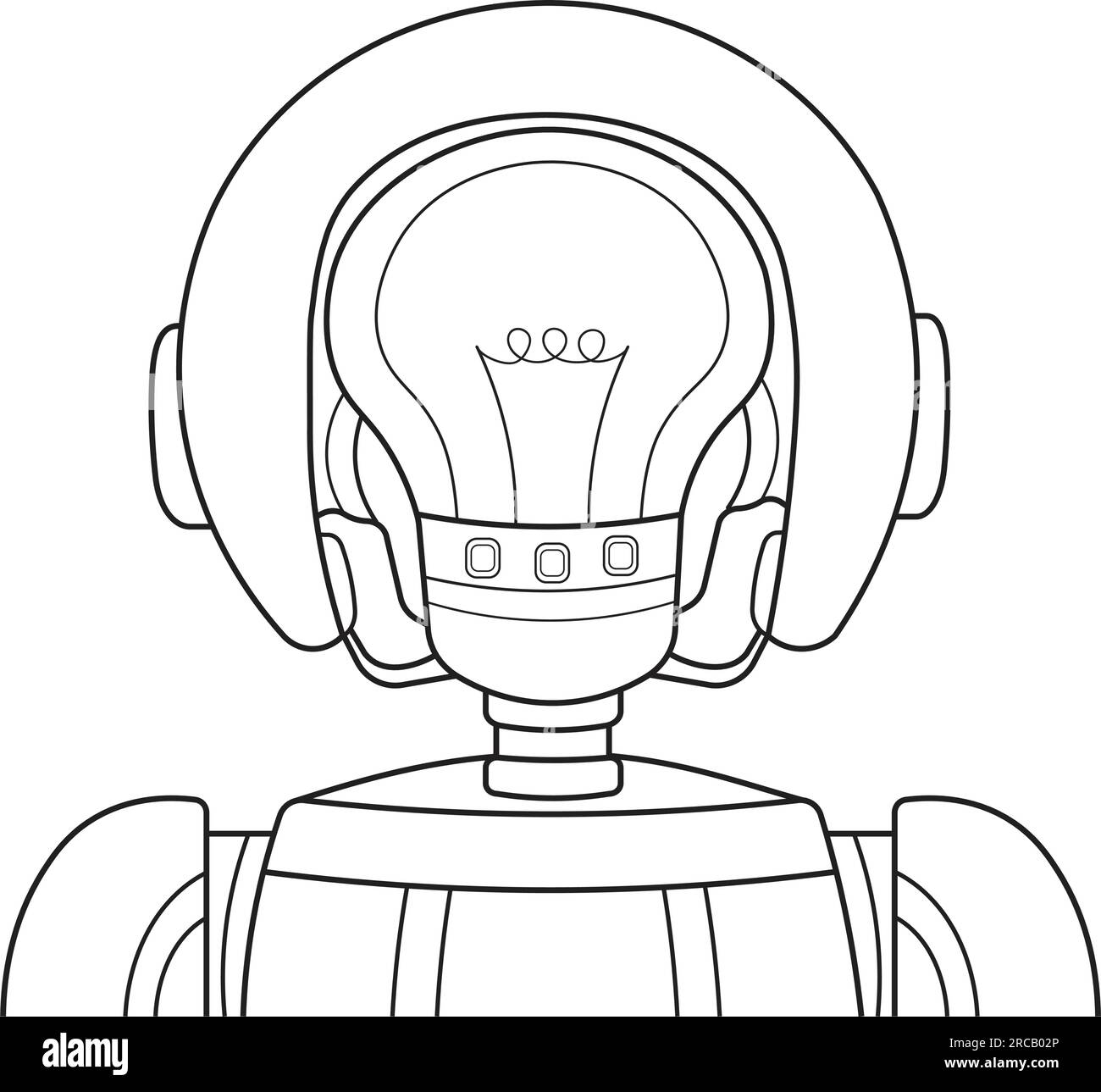 AI or artificial intelligence robot with a bright yellow light bulb