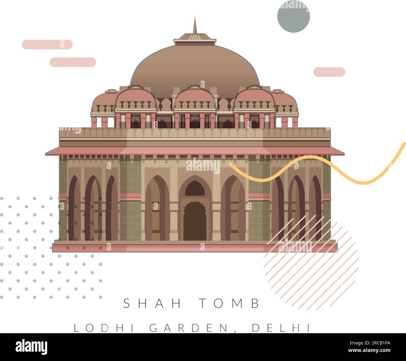 Muhammad Shah Tomb in Lodhi Gardens - Delhi - Icon Illustration as EPS 10 File Stock Vector