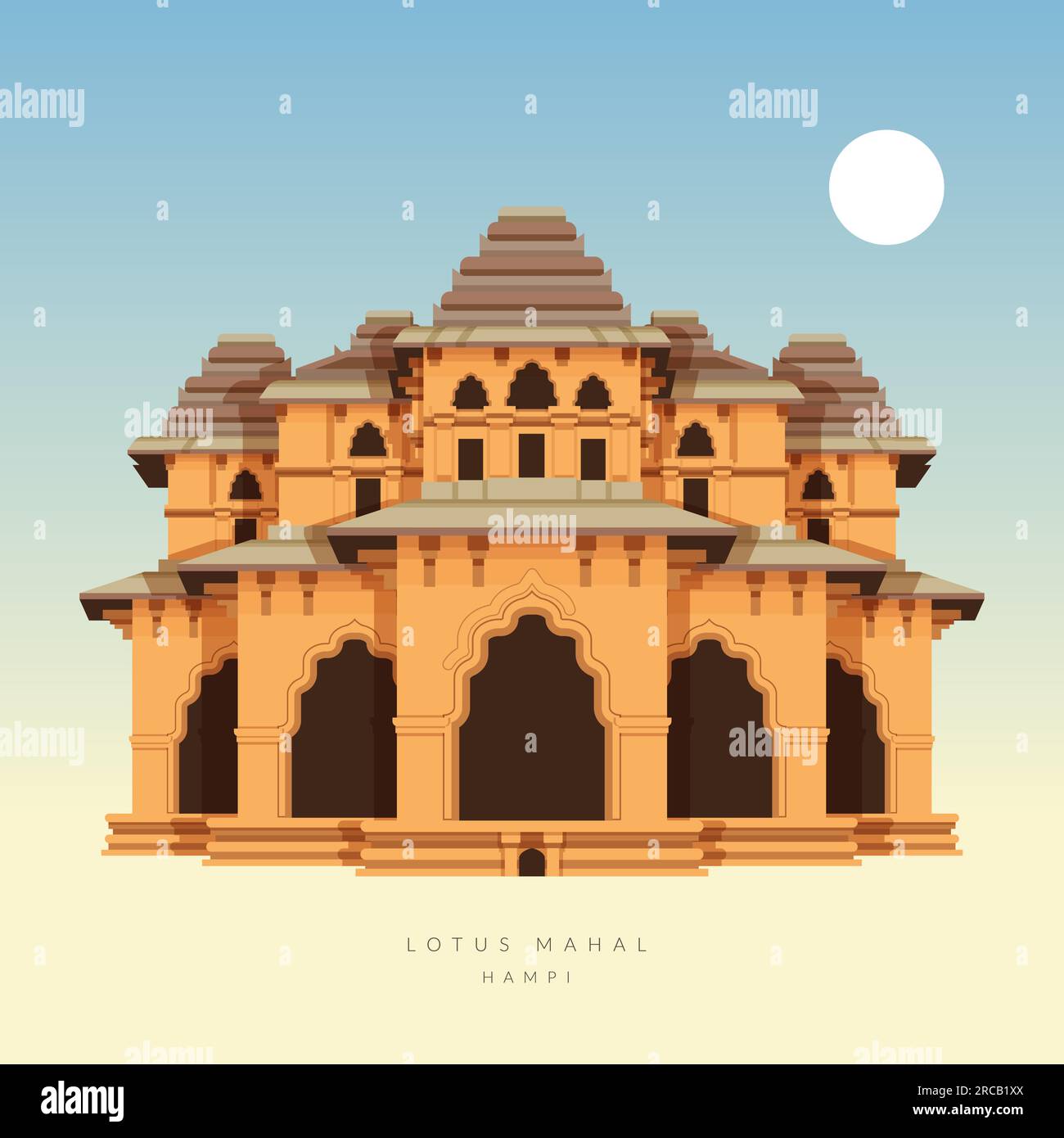 Hampi Monuments  - Lotus Mahal -  Icon Illustration as EPS 10 File Stock Vector