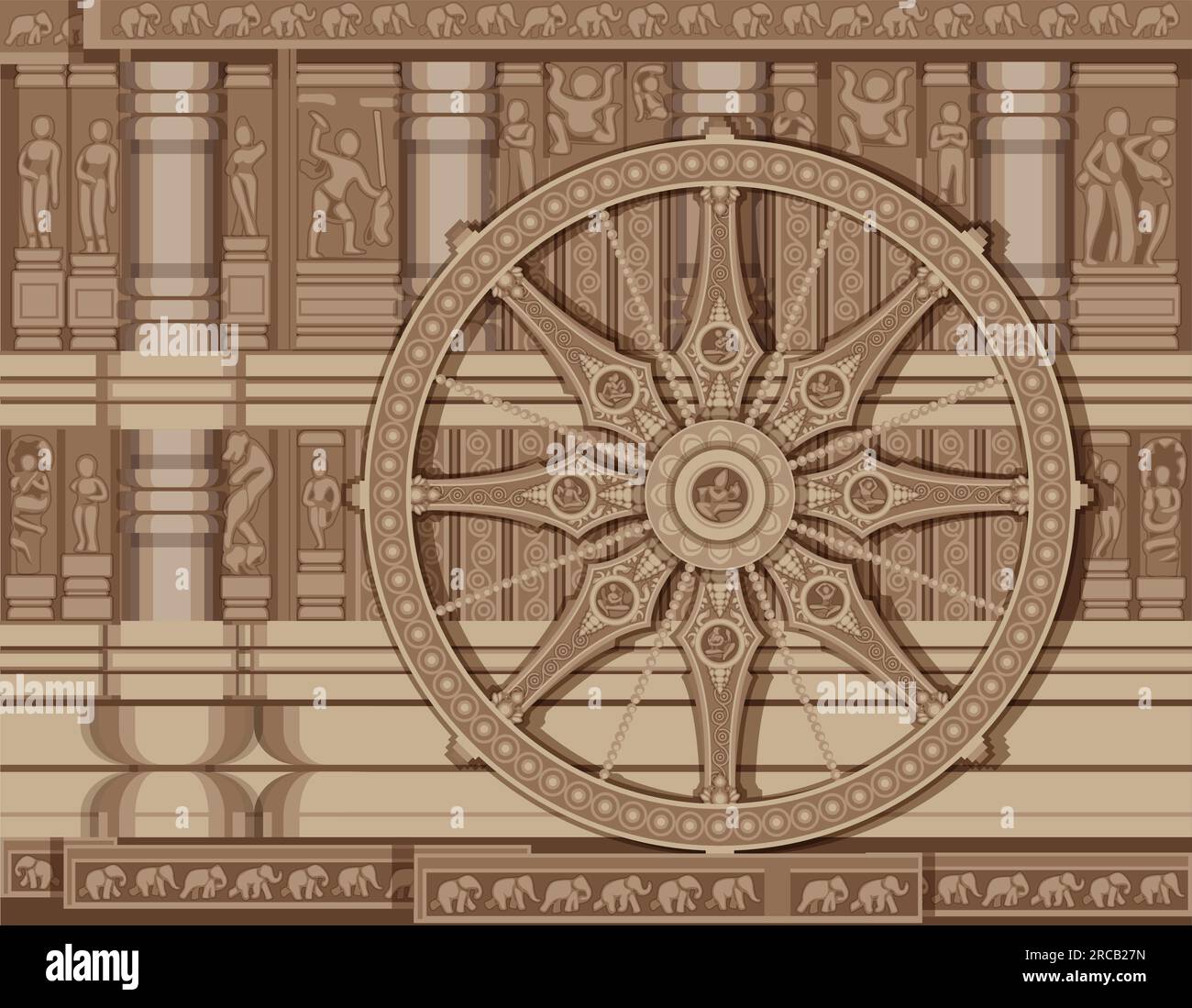 Konark Wheel - Sun Temple - Odisha - Icon as EPS 10 File Stock Vector