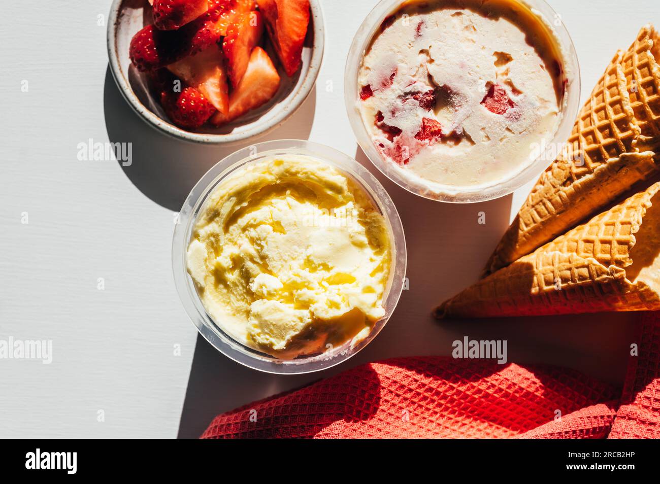 Easy Homemade nochurn ice creams of different flavours in pots