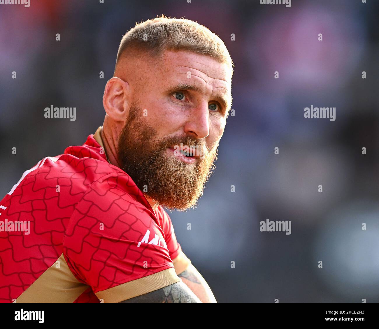 Sam Tomkins #29 of Catalans Dragons during pre match warm up ahead of the Betfred Super League Round 19 match St Helens vs Catalans Dragons at Totally Wicked Stadium, St Helens, United Kingdom, 13th July 2023 (Photo by Craig Thomas/News Images) in, on 7/13/2023. (Photo by Craig Thomas/News Images/Sipa USA) Credit: Sipa USA/Alamy Live News Stock Photo