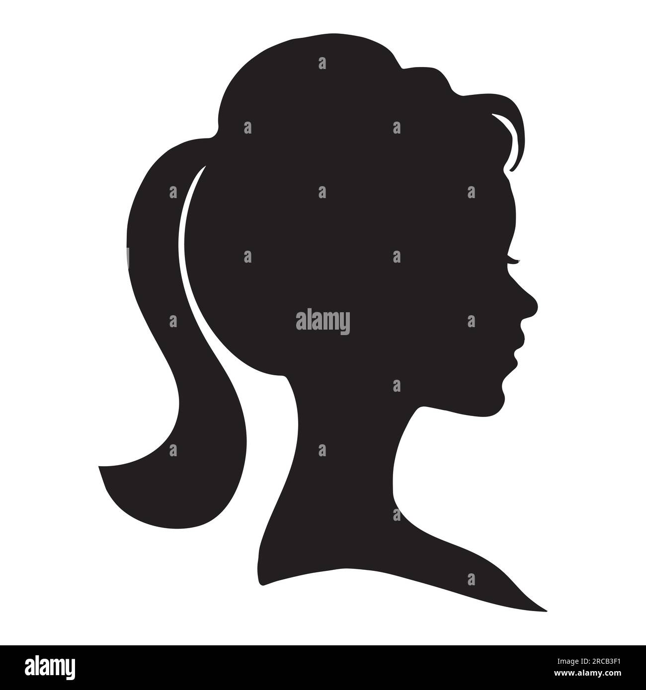 African American Side Silhouette with Curly Hair and Beautiful Face and Hair Stock Vector