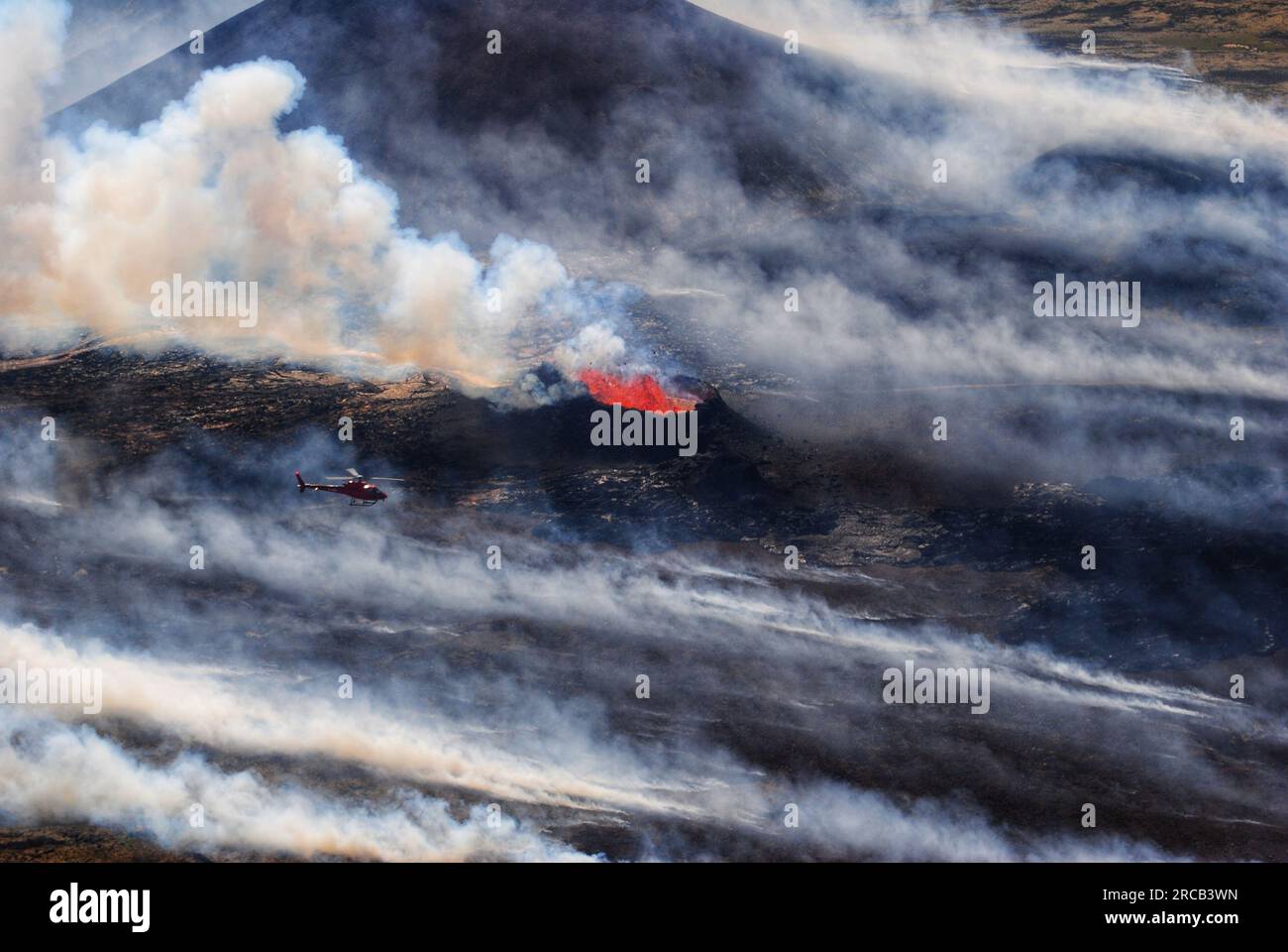 A volcano erupts in Litli-Hrutur, Iceland. Stock Photo