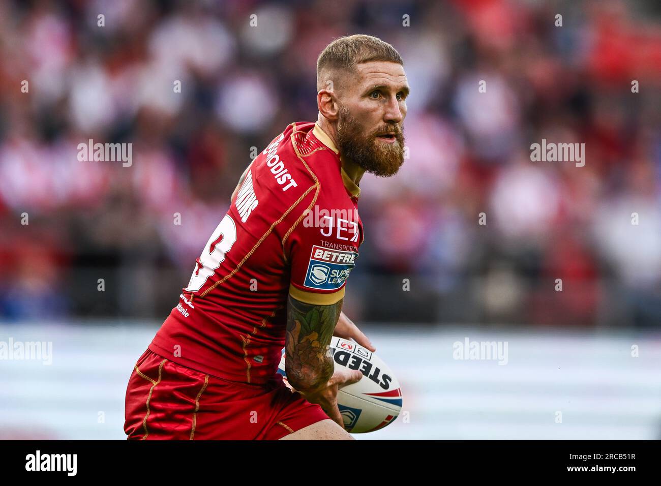 Sam Tomkins #29 of Catalans Dragons in action during the Betfred Super League Round 19 match St Helens vs Catalans Dragons at Totally Wicked Stadium, St Helens, United Kingdom, 13th July 2023 (Photo by Craig Thomas/News Images) in, on 7/13/2023. (Photo by Craig Thomas/News Images/Sipa USA) Credit: Sipa USA/Alamy Live News Stock Photo