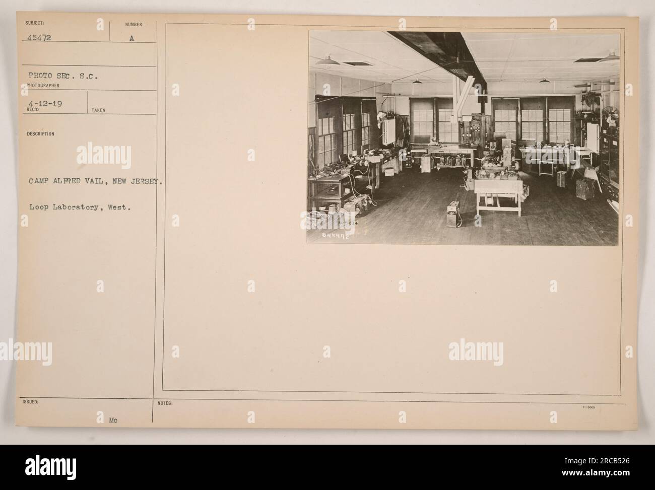 Caption "Camp Alfred Vail, New Jersey. The Loop Laboratory, West, at Camp Alfred Vail, is