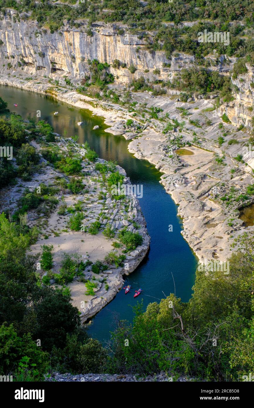 Kayaks on the Ardeche, Ardeche, Ardeche Gorge, Gorges de l'Ardeche ...
