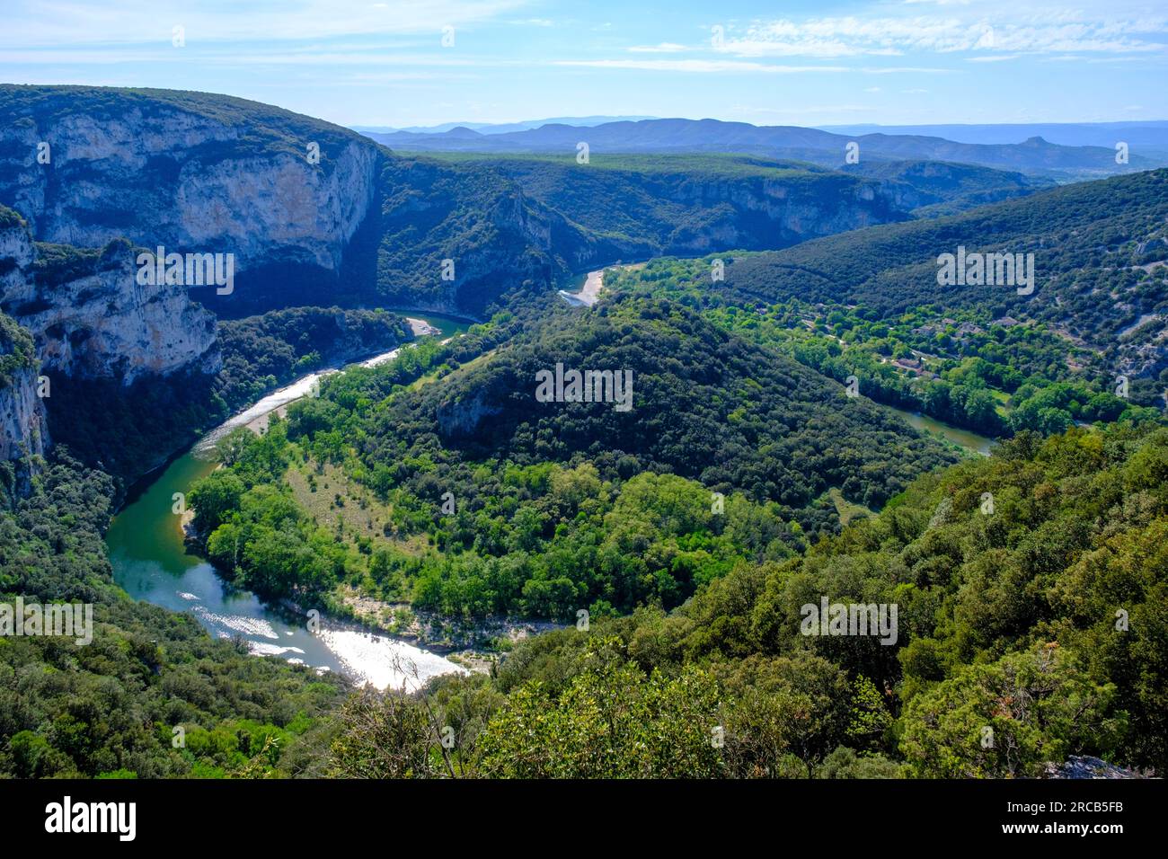 View of the river bends, Ardeche, Ardeche Gorge, Gorges de l'Ardeche ...