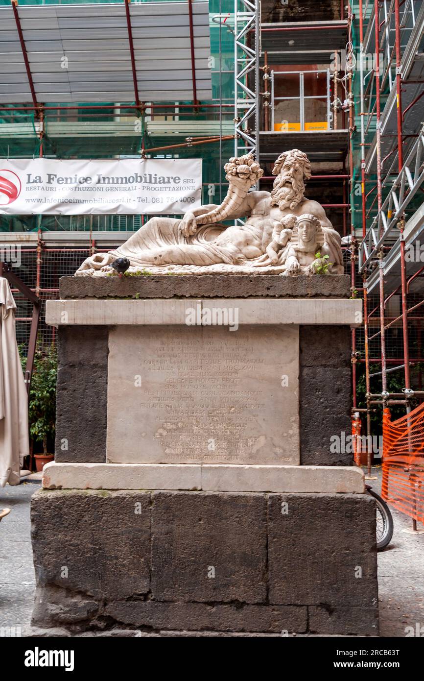 Naples, Italy April 9, 2022 The Statue of the Nile God, an Ancient Roman marble statue