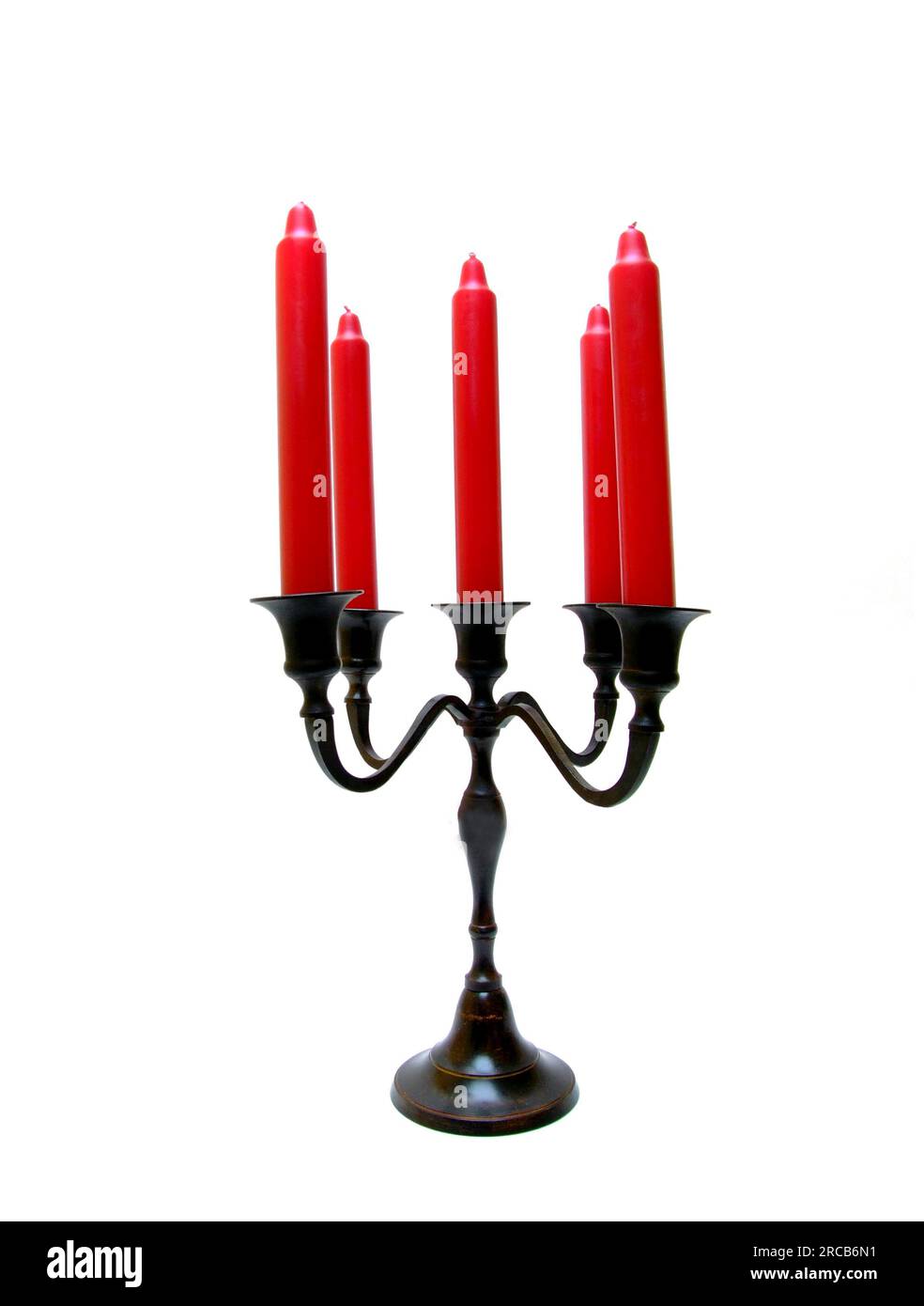 Candlestick with five red candles Stock Photo Alamy