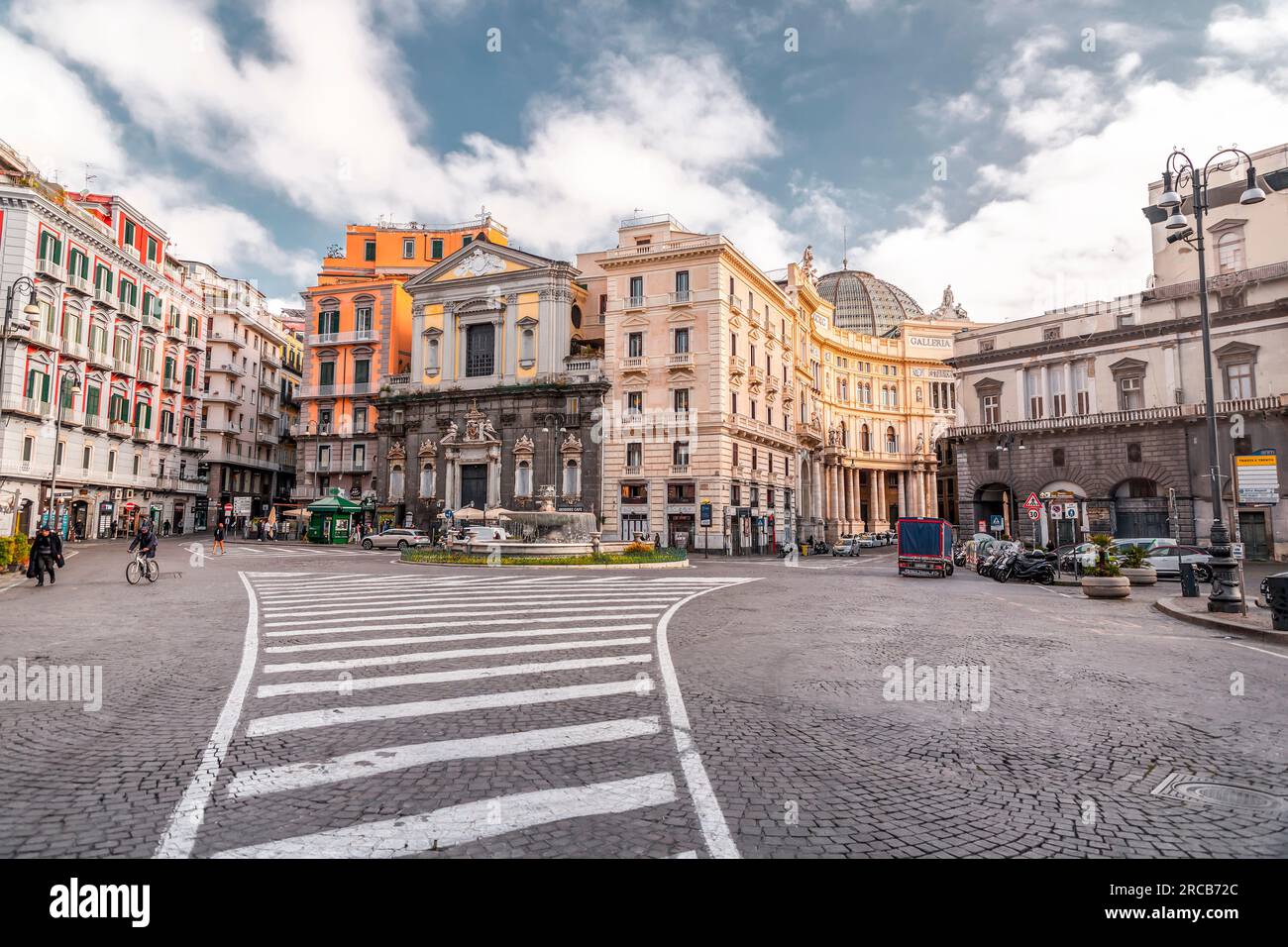 Naples, Italy - April 9, 2022: Piazza Trieste e Trento, one of the main square of the city of Naples, located next to the Plebiscite Square, Campania, Stock Photo