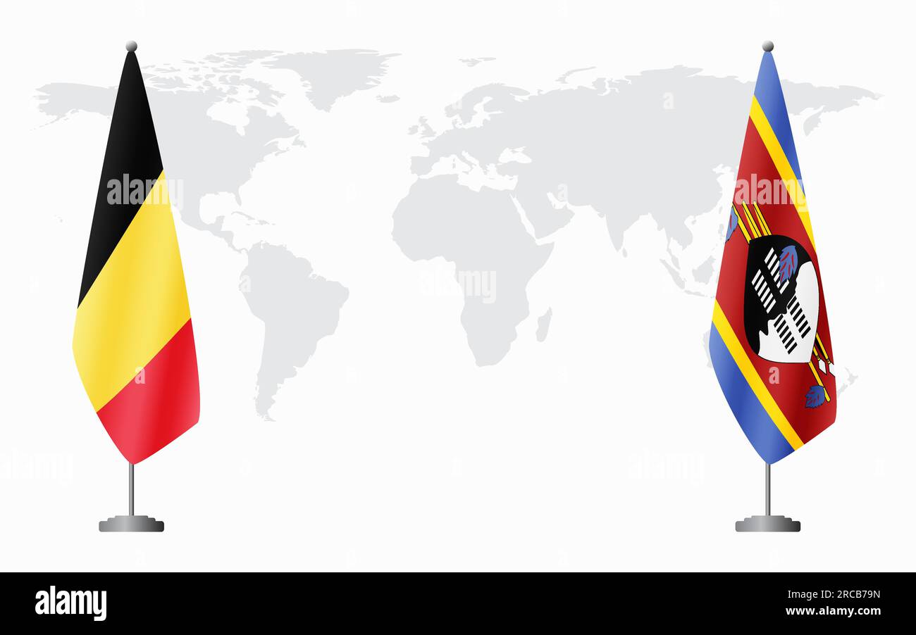 Belgium and Kingdom of eSwatini - Swaziland flags for official meeting ...