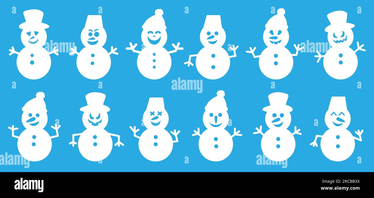 Snowmen silhouettes theme set. Vector illustration Stock Vector Image ...