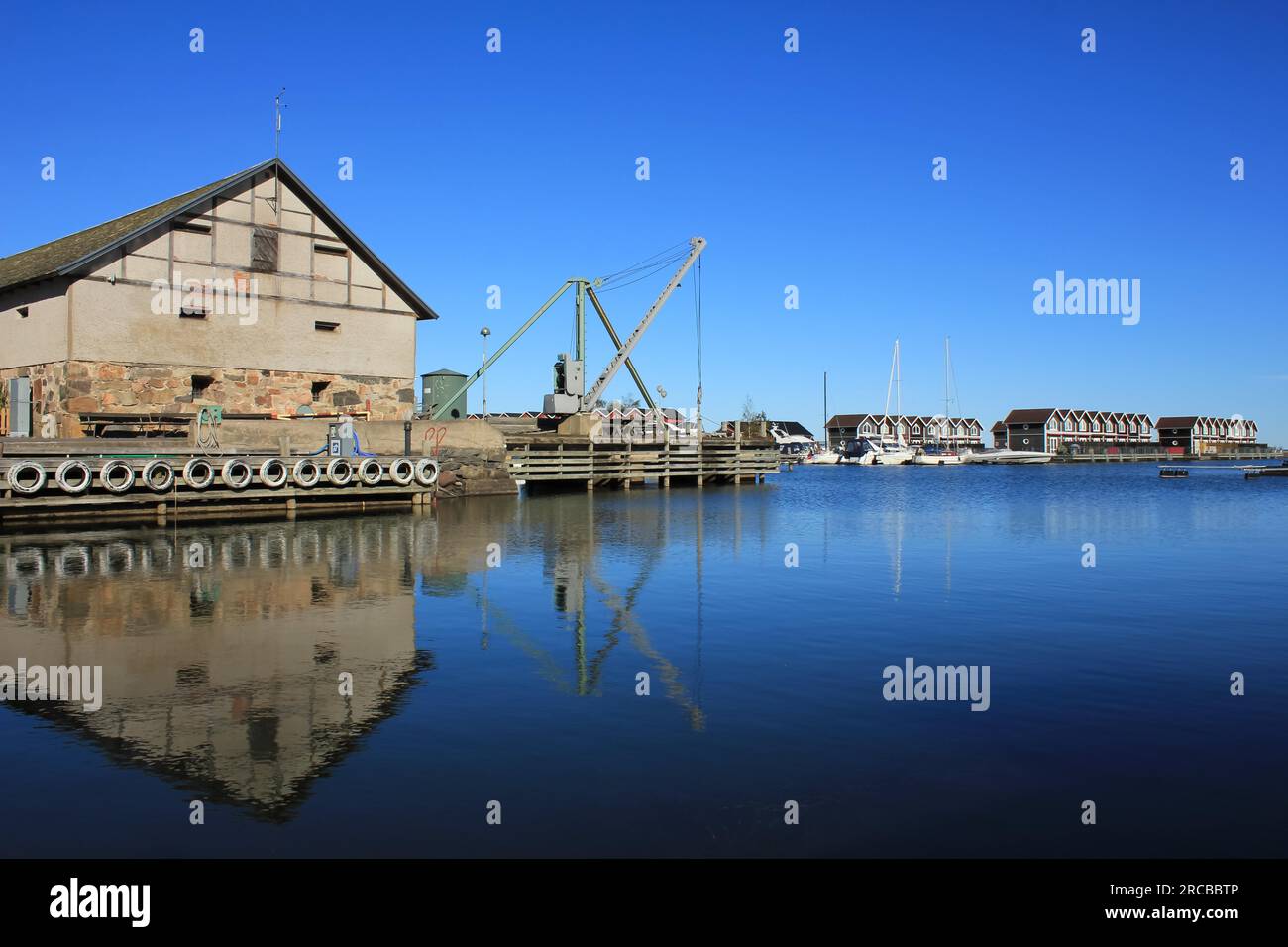 Sunnana hamn, harbour in Mellerud, Sweden Stock Photo