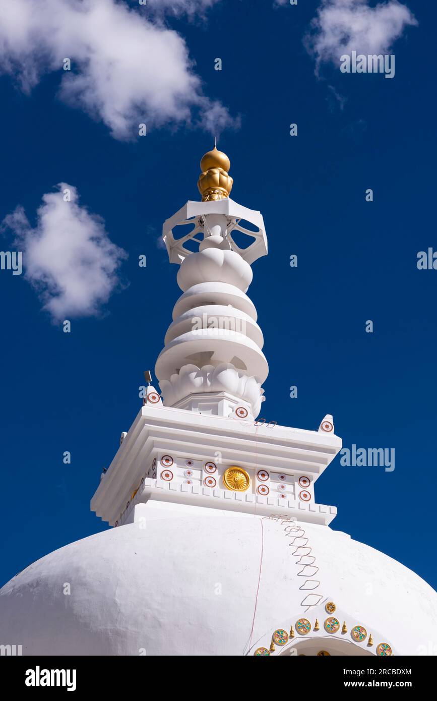 Top of the Shanti Stupa in Leh, Ladakh, Jammu and Kashmir, India Stock Photo