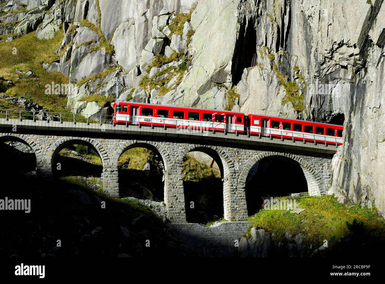 Matterhorn-Gotthard Railway, Alps, Andermatt, Switzerland Stock Photo