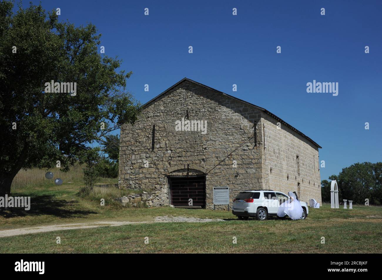 Limestone Bank Barn, Council Grove, Kansas, is a restored landmark on