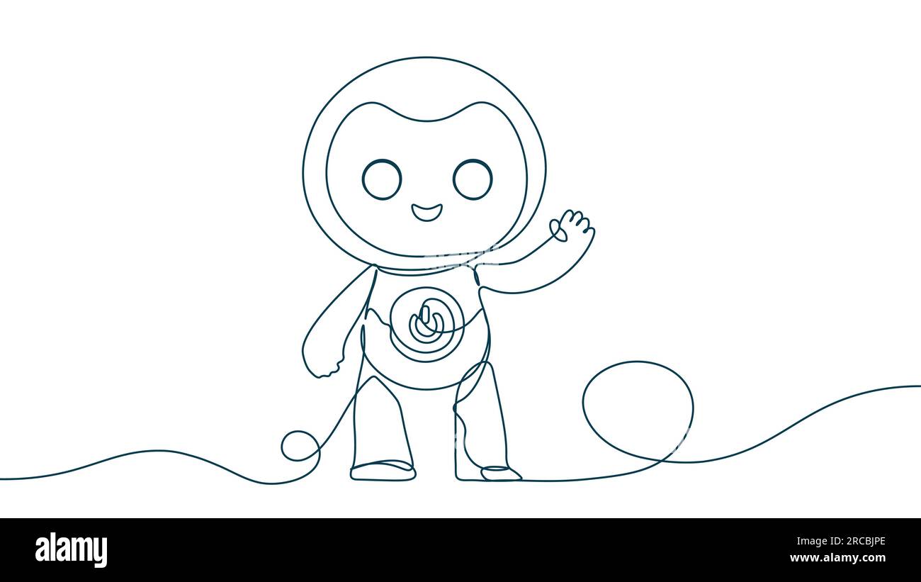 Robot continuous line concept Stock Vector