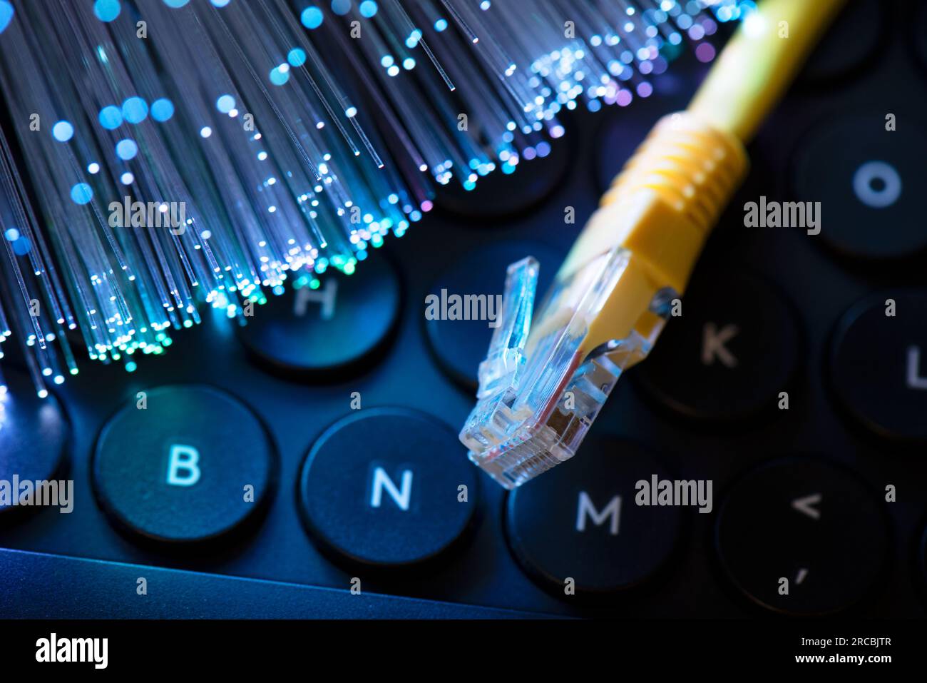 cable, high speed connection, fiber optics concept Stock Photo