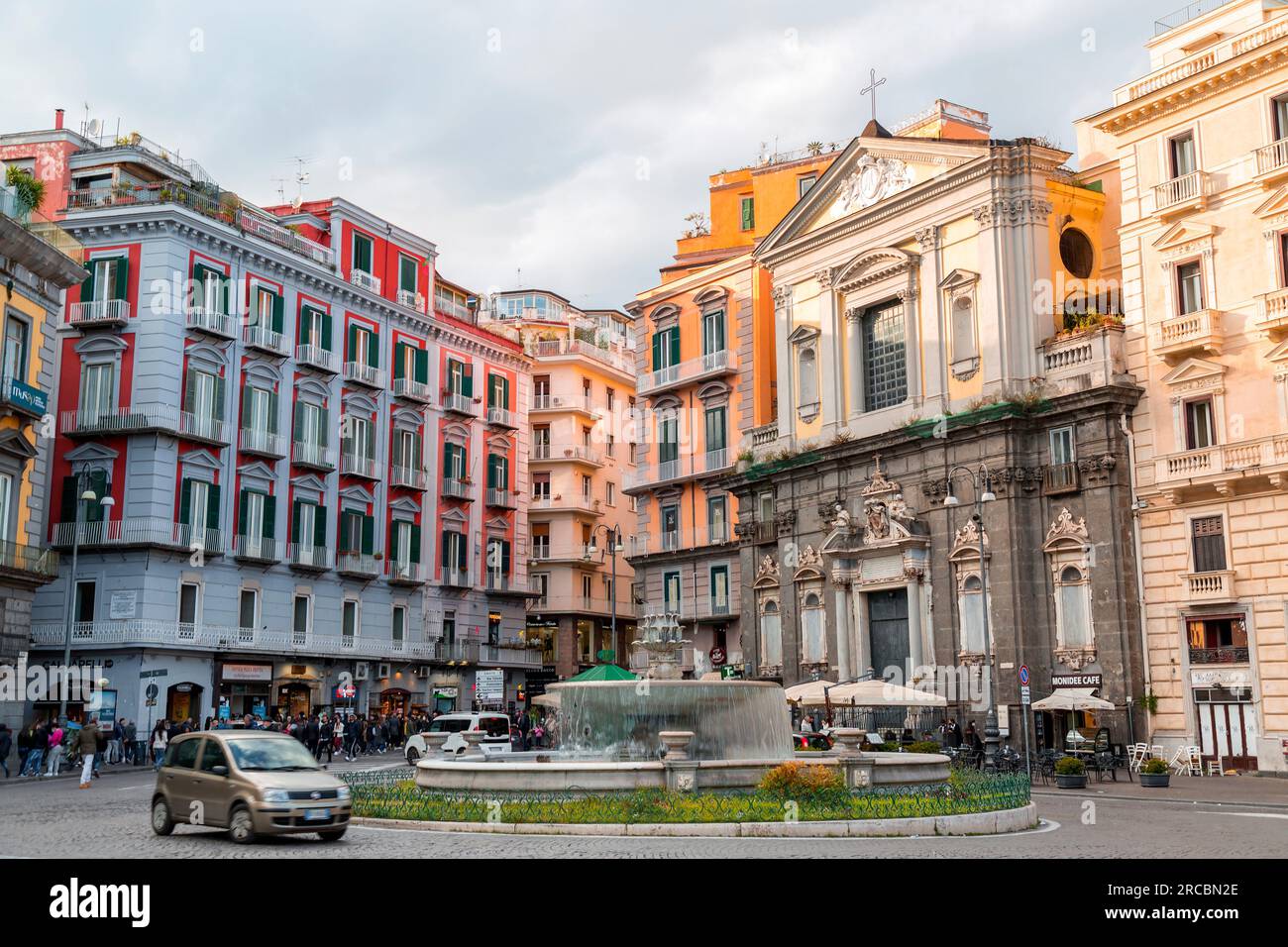 Naples, Italy - April 10, 2022: Piazza Trieste e Trento, one of the main square of the city of Naples, located next to the Plebiscite Square, Campania Stock Photo