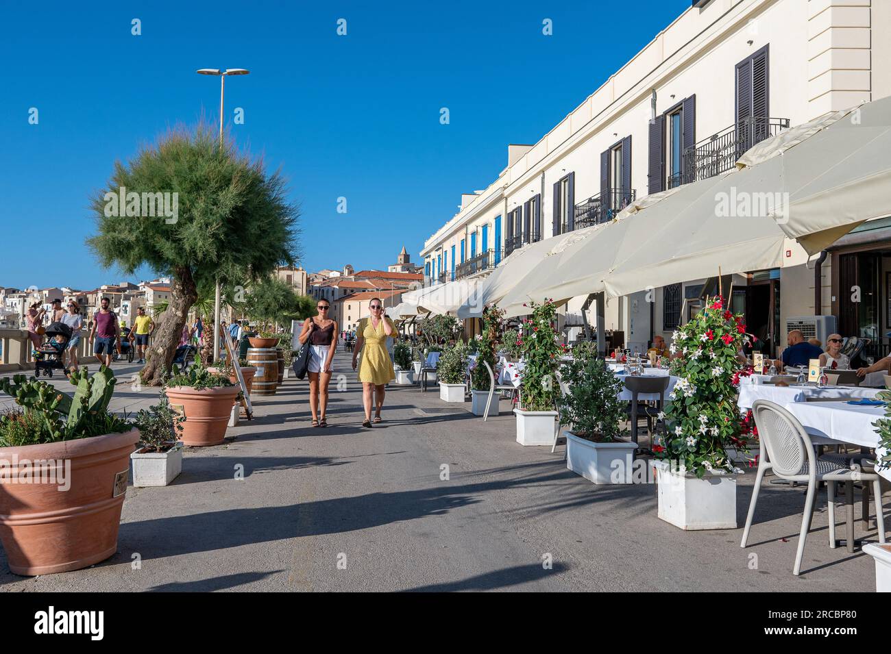 Restaurants along Lungomare Giuseppe Giardina in Cefalù. This historic town is a major travel