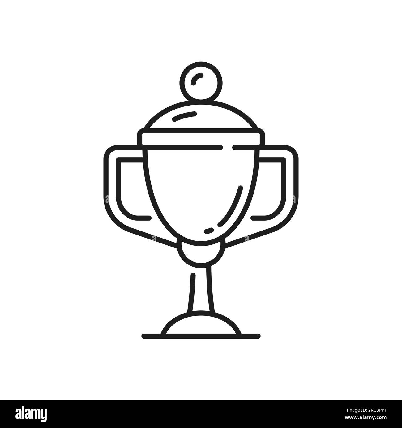 Cup trophy line icon or champion winner award prize, vector goblet. Sport trophy cup reward for first place and championship victory award for soccer, football best game thin line cup icon Stock Vector