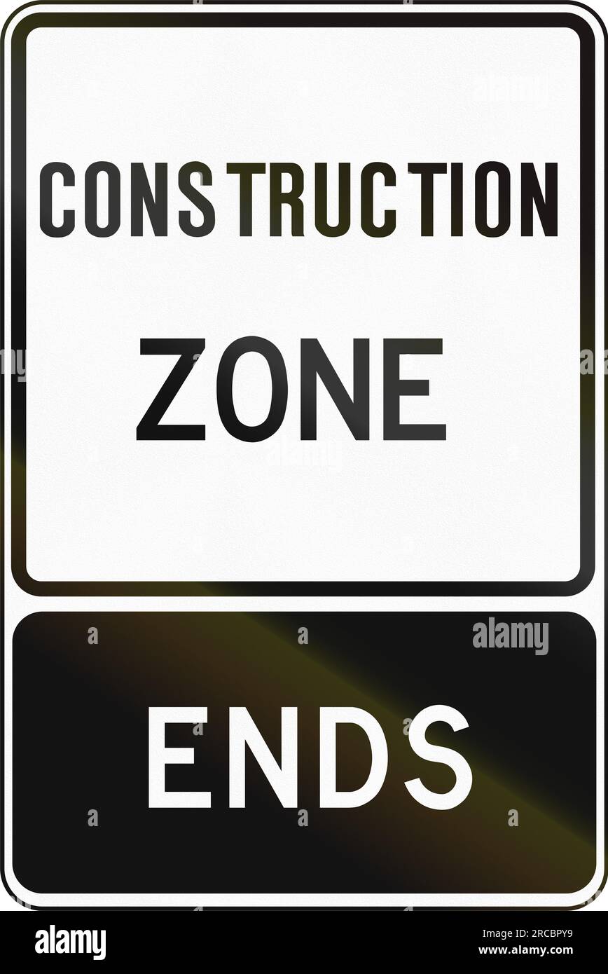 Regulatory sign in Canada Construction zone ends. This sign is used
