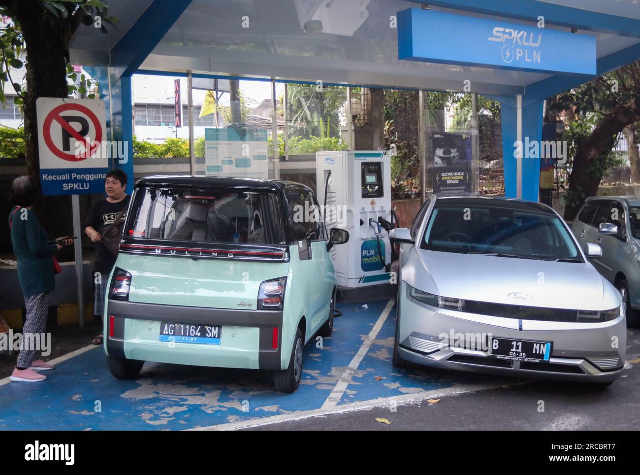 July 12, 2023, Malang, East Java, Indonesia A number of electric car