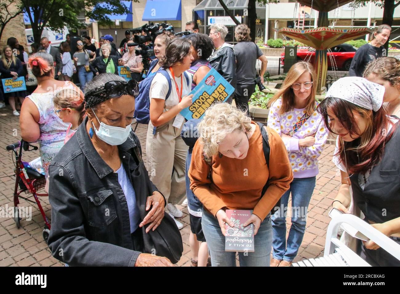 The MoveOn political Action's “Banned Bookmobile” makes its first stop