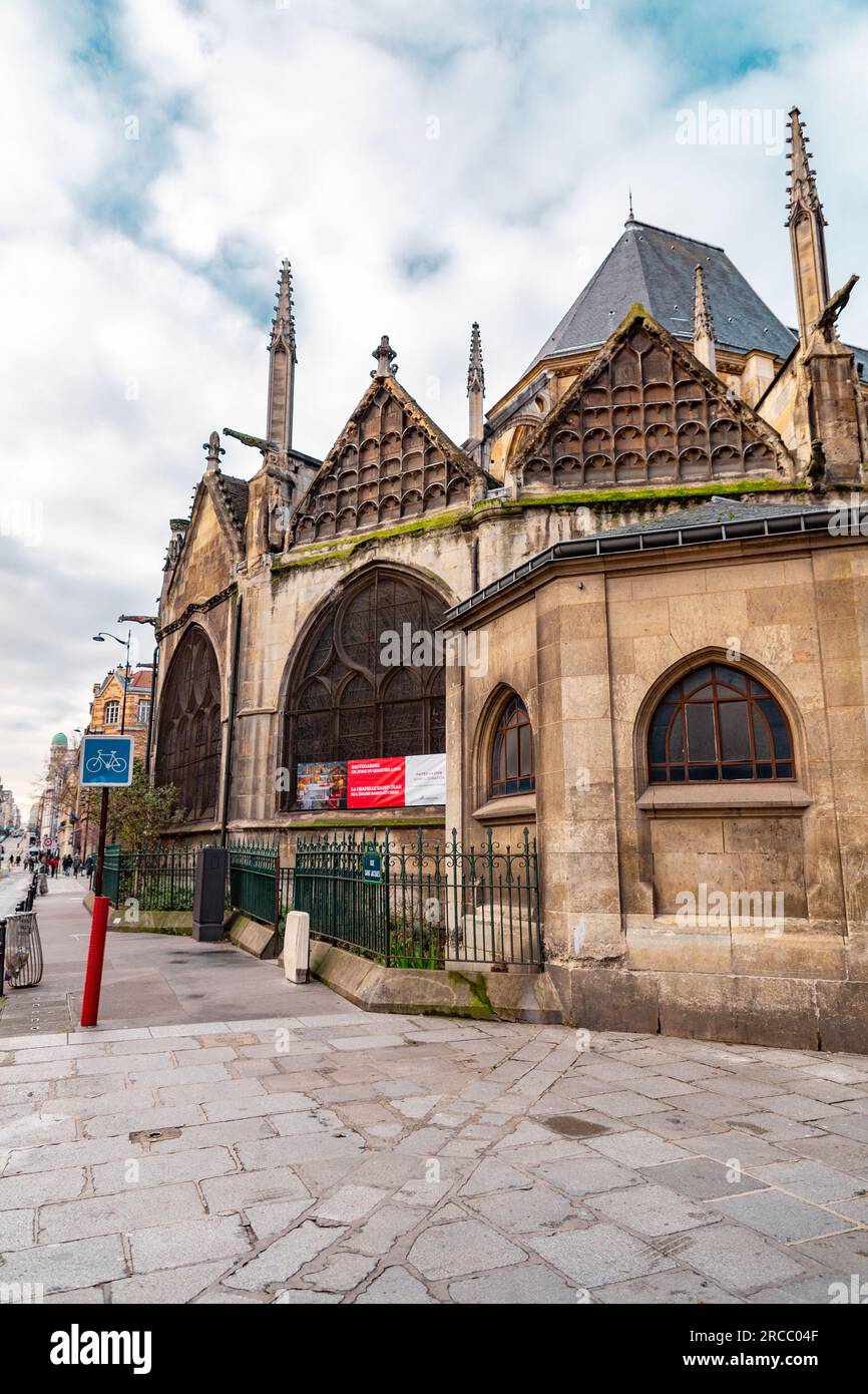 Paris, France - January 20, 2022: Exterior view of the Church of St. Severin at the Latin Quarter of Paris, France. Stock Photo