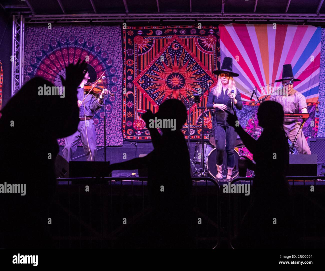 NoGood Boyo band playing live on stage at the 2023 GTSF music festival, Southwell, Nottinghamshire. Stock Photo