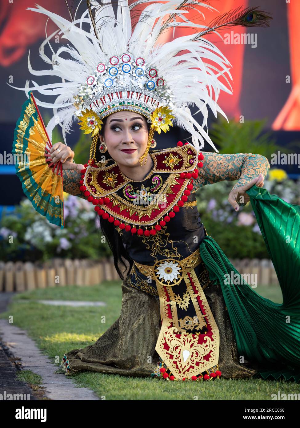 Denpasar, Indonesia. 10th July, 2023. A traditional Balinese dancer performs during the opening ceremony for the Pacific Amphibious Leaders Symposium, July 10, 2023 in Denpasar, Bali, Indonesia. The symposium involves military leaders from 24 Indo-Pacific nations. Credit: Cpl. Arianna Lindheimer/U.S. Marine Corps/Alamy Live News Stock Photo
